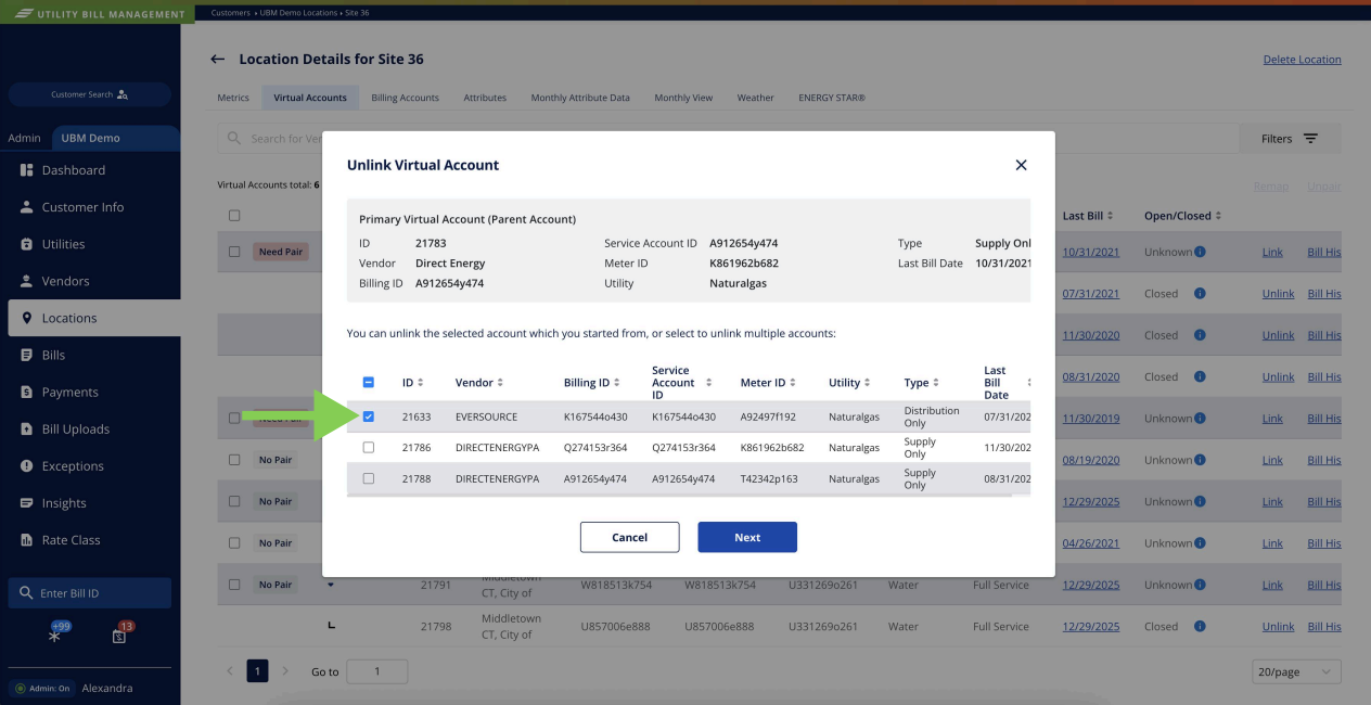 Unlink confirmation step